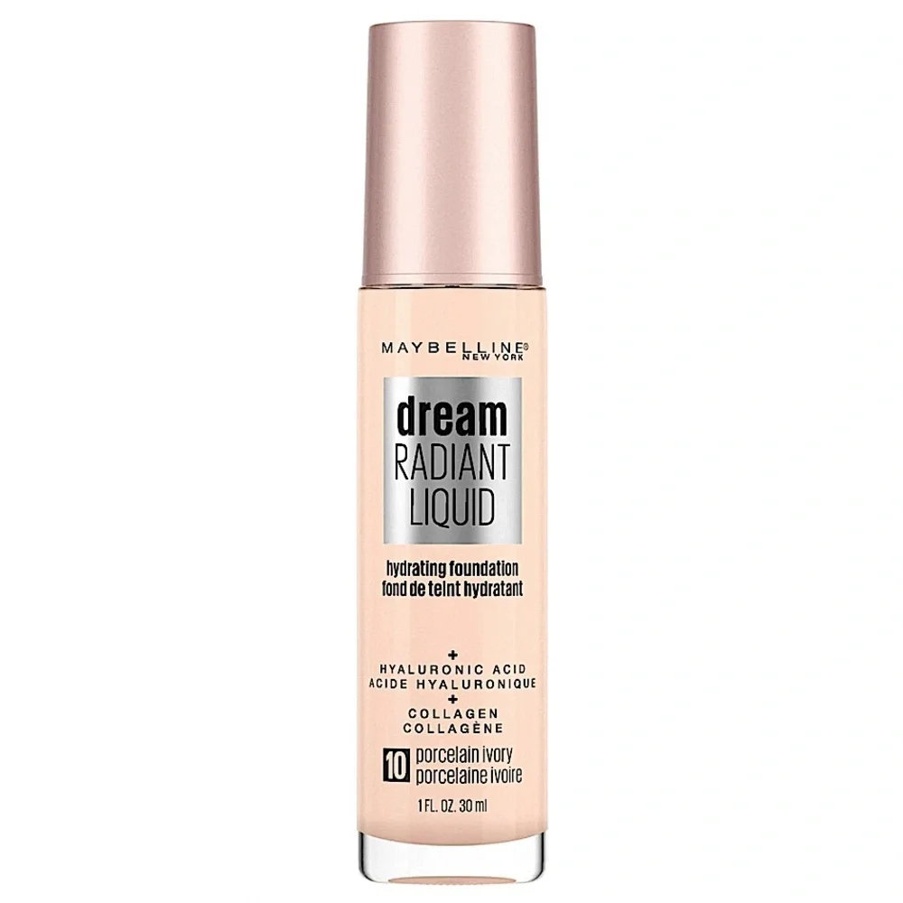 Maybelline 10 Porcelain Ivory Dream Radiant Liquid Hydrating Foundation 1oz